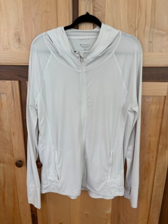 Athleta Jackets & Blazers - Athleta White Hooded Full Zipper Jacket - XL